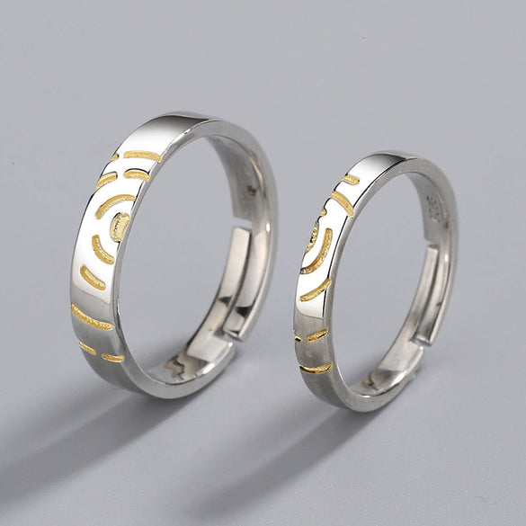 Original Design Mobius Geometry Couple Ring In S925 Sterling Silver With Electroplated Finish Adjustable Open Ring Gift