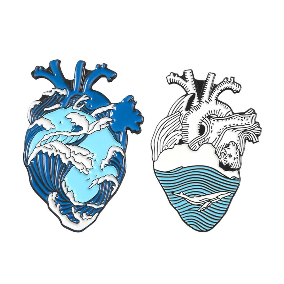 Original Design Ocean Heart Shape Alloy Enamel Unisex Brooches