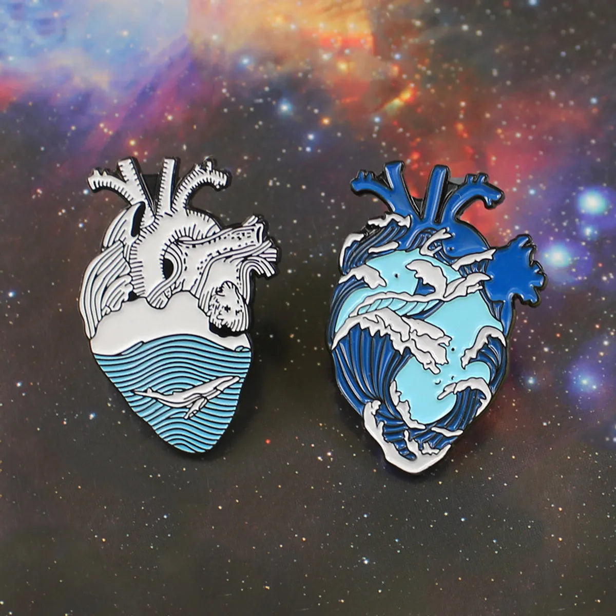 Original Design Ocean Heart Shape Alloy Enamel Unisex Brooches