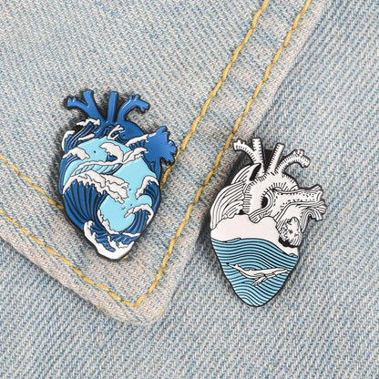 Original Design Ocean Heart Shape Alloy Enamel Unisex Brooches