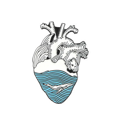 Original Design Ocean Heart Shape Alloy Enamel Unisex Brooches