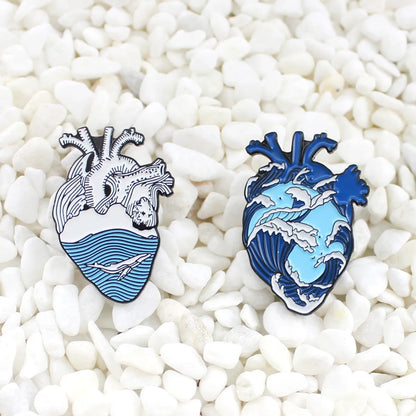 Original Design Ocean Heart Shape Alloy Enamel Unisex Brooches