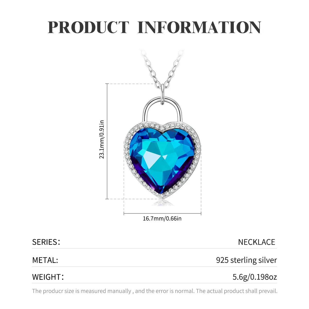 Original Design Romantic Simple Style Heart Shape Sterling Silver Inlay Zircon Women's Earrings Necklace