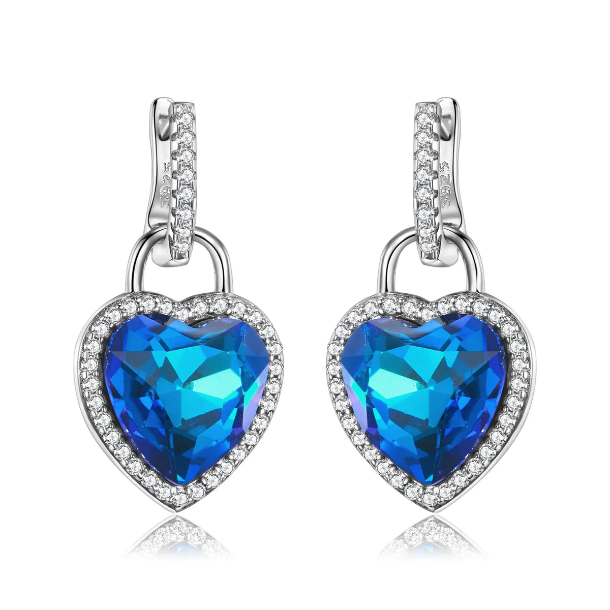 Original Design Romantic Simple Style Heart Shape Sterling Silver Inlay Zircon Women's Earrings Necklace