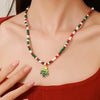 Ornament Christmas Necklace Glass Rice Bead Double Layer Stacked With Clavicle Chain Geometric Style