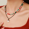 Ornament Christmas Necklace Glass Rice Bead Double Layer Stacked With Clavicle Chain Geometric Style