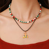 Ornament Christmas Necklace Glass Rice Bead Double Layer Stacked With Clavicle Chain Geometric Style