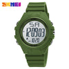 Outdoor Sports Digital Electronic Watch Resin Case Silicone Strap Stainless Steel Clasp Round Dial