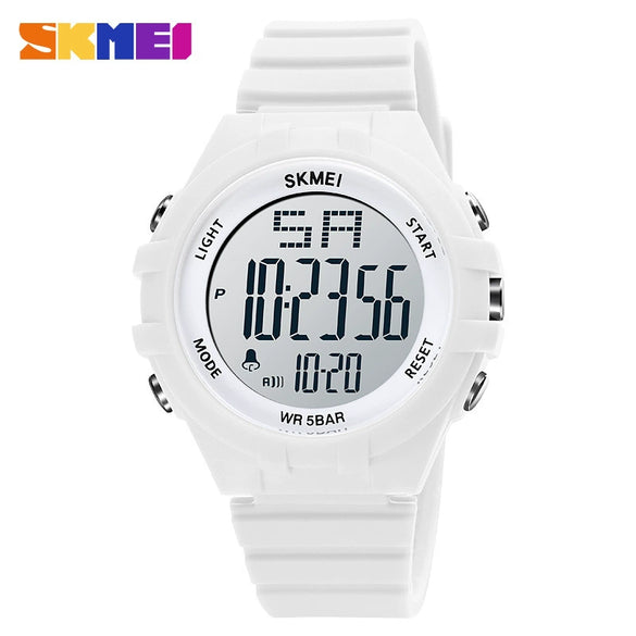 Outdoor Sports Digital Electronic Watch Resin Case Silicone Strap Stainless Steel Clasp Round Dial