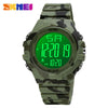 Outdoor Sports Digital Electronic Watch Resin Case Silicone Strap Stainless Steel Clasp Round Dial
