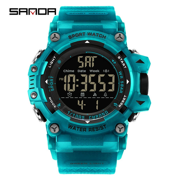 Outdoor Sports Waterproof Electronic Watch For Teenagers Acrylic Mirror Abs Case Tpu Strap Round Dial Highend Style