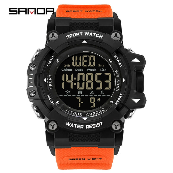 Outdoor Sports Waterproof Electronic Watch For Teenagers Acrylic Mirror Abs Case Tpu Strap Round Dial Highend Style