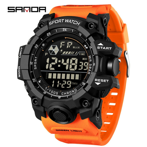 Outdoor Sports Waterproof Electronic Watch For Teenagers Acrylic Mirror Abs Case Tpu Strap Round Dial Highend Style