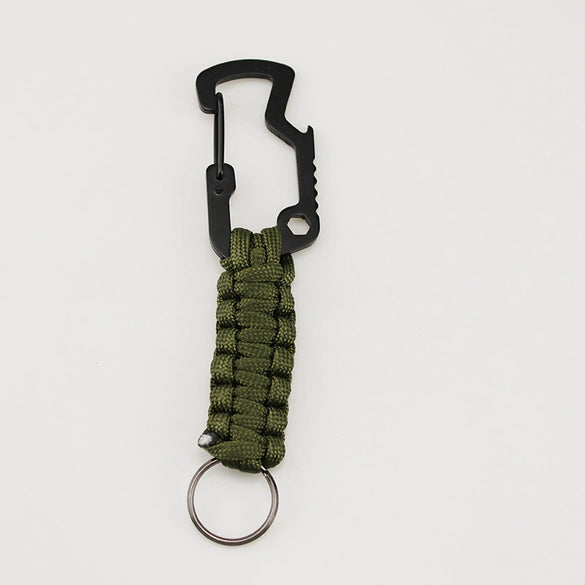 Outdoor Survival Key Chain Paracord Braided Multifunctional Shark Bottle Opener Carabiner Alloy Ring
