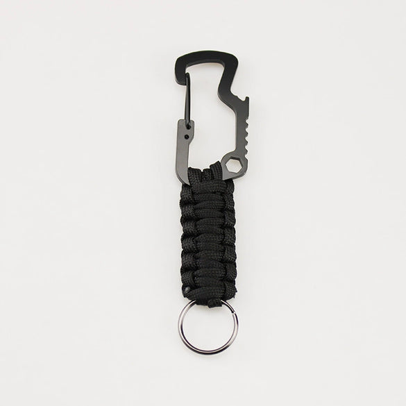 Outdoor Survival Key Chain Paracord Braided Multifunctional Shark Bottle Opener Carabiner Alloy Ring