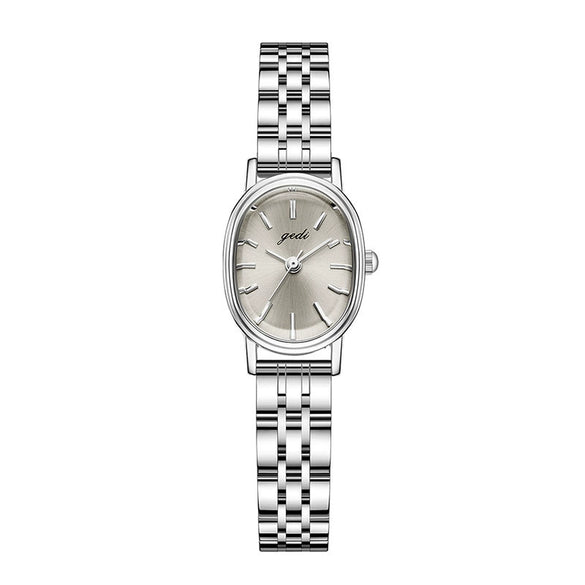 Oval Alloy Band Quartz Watch For Women Light Luxury Retro Style