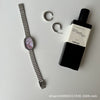 Oval Bamboo And Metal Steel Band Quartz Watch For Female Students Leisure Style Alloy Case Ordinary Glass Mirror