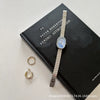 Oval Bamboo And Metal Steel Band Quartz Watch For Female Students Leisure Style Alloy Case Ordinary Glass Mirror