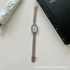 Oval Bamboo And Metal Steel Band Quartz Watch For Female Students Leisure Style Alloy Case Ordinary Glass Mirror