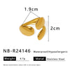 Oval Geometric Hollow Oil Pressure Unisex Stainless Steel Gold Plated Asymmetric Leaf Bracelet