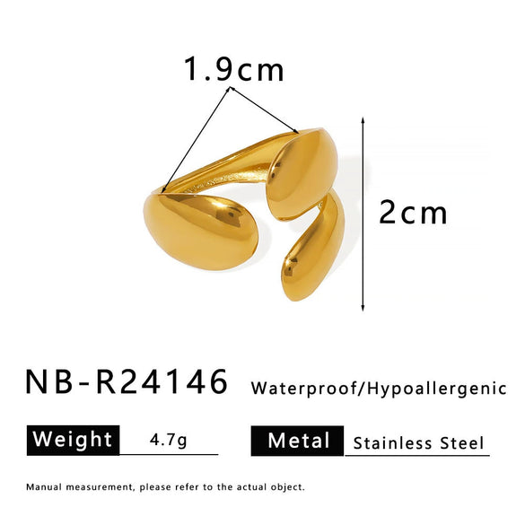 Oval Geometric Hollow Oil Pressure Unisex Stainless Steel Gold Plated Asymmetric Leaf Bracelet
