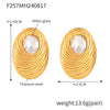 Oval Glass Stone 316L Stainless Steel Earrings With Geometric Pattern And Pvd Gold Plated For Women