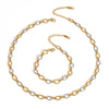 Oval Gold And Silver Color Matching Necklace Bracelet Suit Street Fashion Hip Hop O Word Chain Classic Stainless Steel Jewelry With Pvd Furnace Vacuum Real Gold Plating
