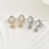 Oval Pearl Zircon Earrings Accessories Materials Copper Electroplated For Women Diy Handmade