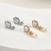 Oval Pearl Zircon Earrings Accessories Materials Copper Electroplated For Women Diy Handmade