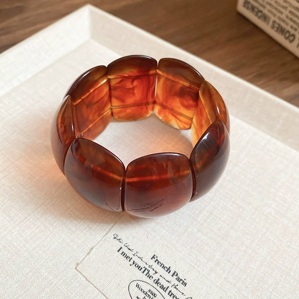 Oval Resin Turquoise Open Bracelet With Diamond Encrusted Alloy Electroplated Retro Exaggerated High End Fashion Bracelet