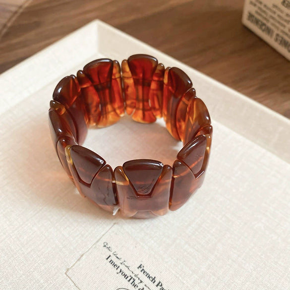 Oval Resin Turquoise Open Bracelet With Diamond Encrusted Alloy Electroplated Retro Exaggerated High End Fashion Bracelet