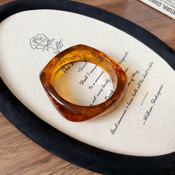 Oval Resin Turquoise Open Bracelet With Diamond Encrusted Alloy Electroplated Retro Exaggerated High End Fashion Bracelet