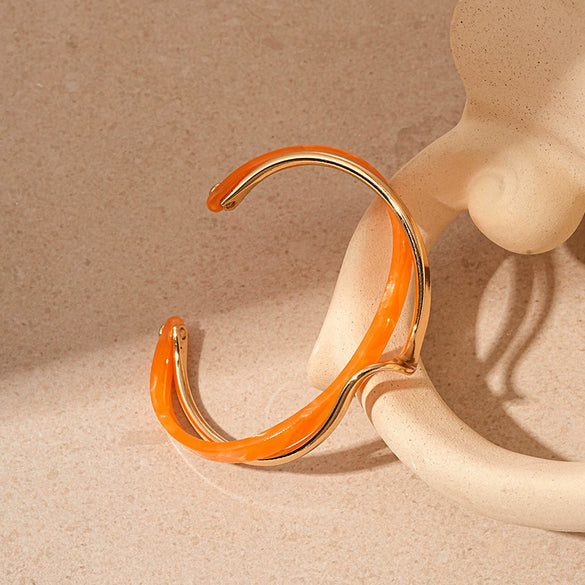 Oval Resin Turquoise Open Bracelet With Diamond Encrusted Alloy Electroplated Retro Exaggerated High End Fashion Bracelet