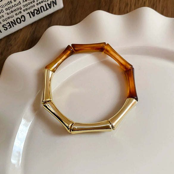 Oval Resin Turquoise Open Bracelet With Diamond Encrusted Alloy Electroplated Retro Exaggerated High End Fashion Bracelet