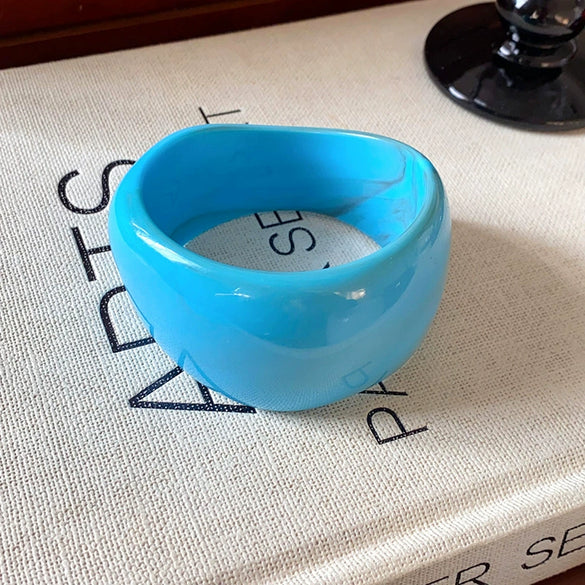 Oval Resin Turquoise Open Bracelet With Diamond Encrusted Alloy Electroplated Retro Exaggerated High End Fashion Bracelet