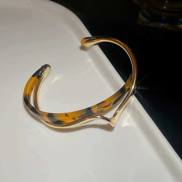 Oval Resin Turquoise Open Bracelet With Diamond Encrusted Alloy Electroplated Retro Exaggerated High End Fashion Bracelet