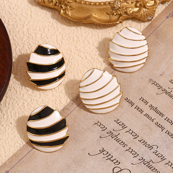 Oval Sail Shape Oil Drop Women's Stainless Steel 18K Gold Plated Geometric Fashion Earrings