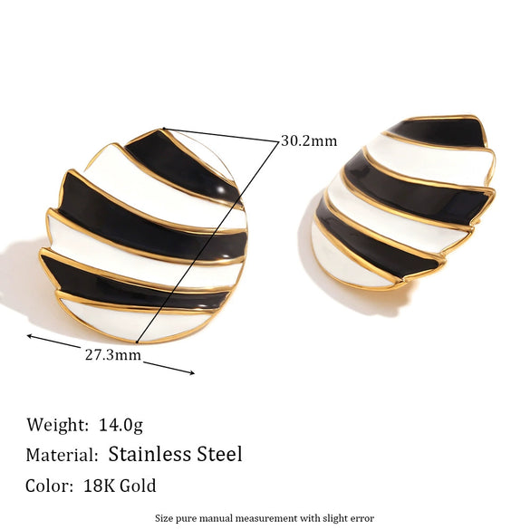 Oval Sail Shape Oil Drop Women's Stainless Steel 18K Gold Plated Geometric Fashion Earrings
