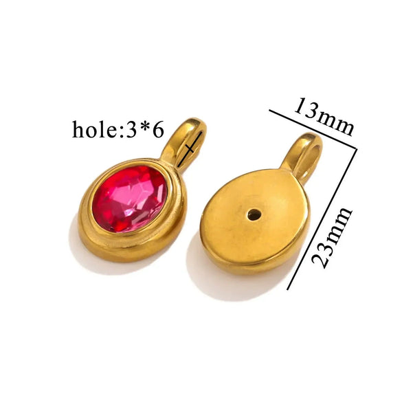 Oval Stainless Steel Niche Handmade Jewelry Pendant With Rhinestone Inlay And Electroplating
