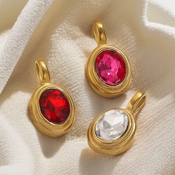 Oval Stainless Steel Niche Handmade Jewelry Pendant With Rhinestone Inlay And Electroplating