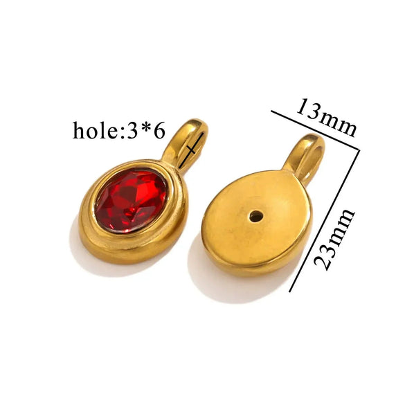 Oval Stainless Steel Niche Handmade Jewelry Pendant With Rhinestone Inlay And Electroplating