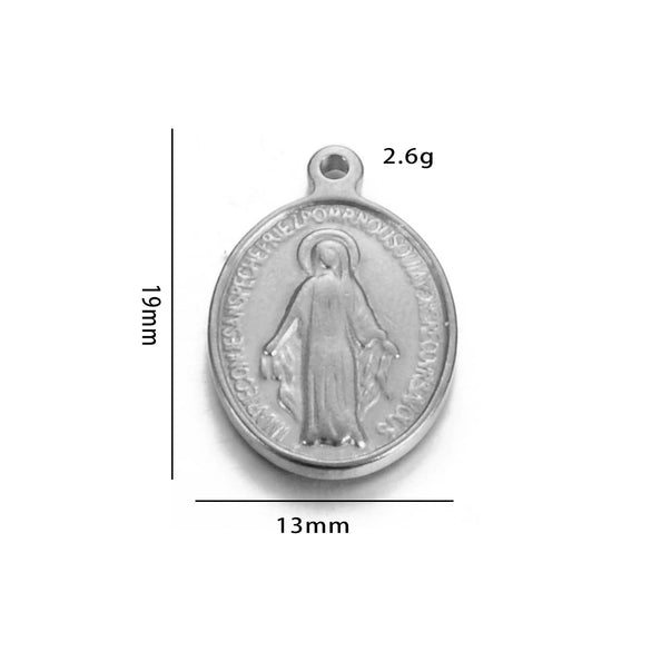 Oval Stainless Steel Religious Pendant Jewelry Accessories With Doublesided Pattern And Electroplating Treatment
