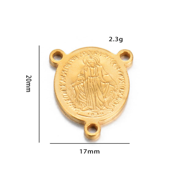 Oval Stainless Steel Religious Pendant Jewelry Accessories With Doublesided Pattern And Electroplating Treatment