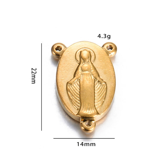 Oval Stainless Steel Religious Pendant Jewelry Accessories With Doublesided Pattern And Electroplating Treatment