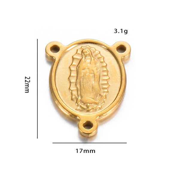 Oval Stainless Steel Religious Pendant Jewelry Accessories With Doublesided Pattern And Electroplating Treatment