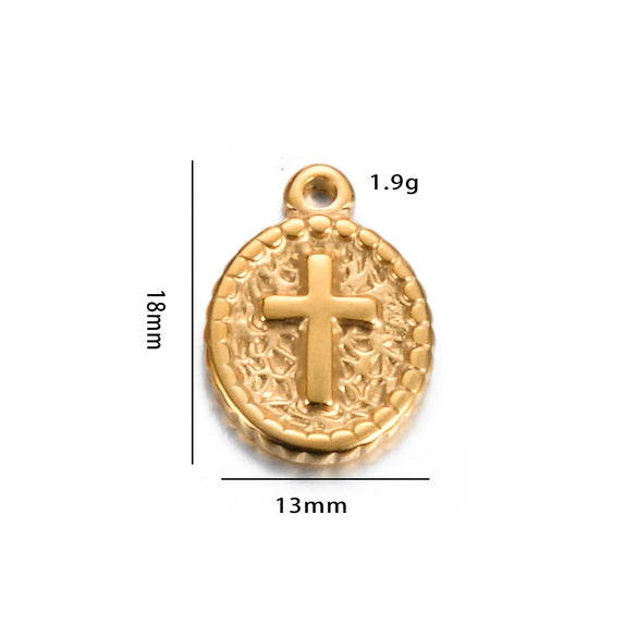 Oval Stainless Steel Religious Pendant Jewelry Accessories With Doublesided Pattern And Electroplating Treatment