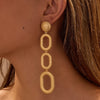 Oval Stainless Steel Women's Retro Exaggerated Geometric Animal Zodiac Pattern Electroplated Earrings