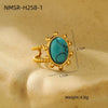Oval Turquoise Stainless Steel Ring And Bracelet For Women Geometric Electroplating Fashion