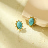 Oval Turquoise Titanium Steel Electroplated Women's Fashion Geometric Earrings