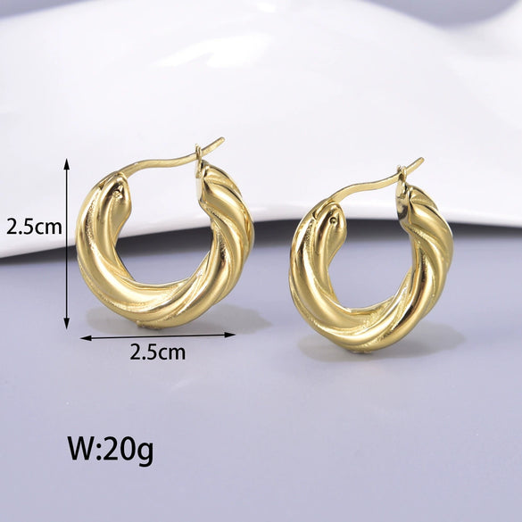 Oval Twist Long Earring With Heart Pattern Titanium Steel Electroplated Hollow And Sexy Personality Earring